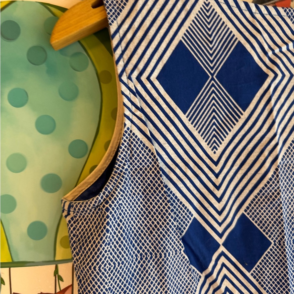 Rare Nooworks Blue and White Geometric Sleeveless Dress - Picture 7 of 8